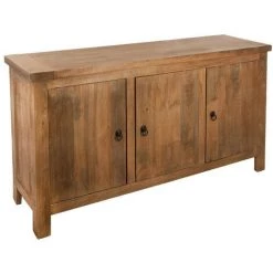 Buffet 3 Portes En Bois De Manguier Coloris Marron - Longueur 160 X Profondeur 39,5 X Hauteur 80,5 Cm -PEGANE-