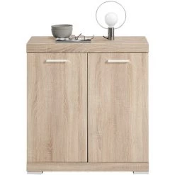 Buffet 2 Portes Avec Étagère Amovible L80cm - Bristol - Calicosy - Chêne Clair -Buffet et enfilade Soldes 49905457 4