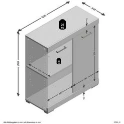 Buffet 2 Portes Avec Étagère Amovible L80cm - Bristol - Calicosy - Chêne Clair -Buffet et enfilade Soldes 49905457 5