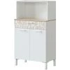 LES TENDANCES Buffet 2 Portes 1 Tiroir Mélaminé Blanc Et Motif Chêne Focus 72 Cm