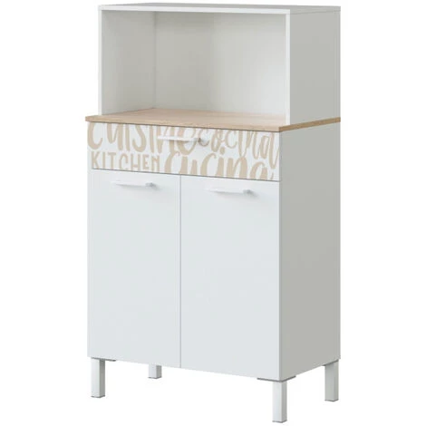 LES TENDANCES Buffet 2 Portes 1 Tiroir Mélaminé Blanc Et Motif Chêne Focus 72 Cm 1 LES TENDANCES Buffet 2 Portes 1 Tiroir Mélaminé Blanc Et Motif Chêne Focus 72 Cm