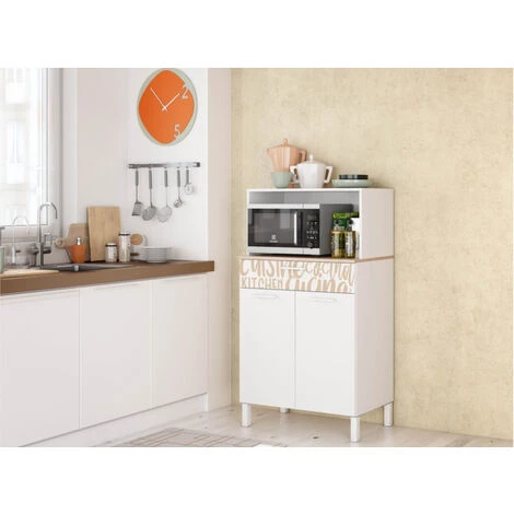 LES TENDANCES Buffet 2 Portes 1 Tiroir Mélaminé Blanc Et Motif Chêne Focus 72 Cm 2 LES TENDANCES Buffet 2 Portes 1 Tiroir Mélaminé Blanc Et Motif Chêne Focus 72 Cm – Image 2