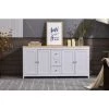 Foroo Buffet Avec Grain De Bois Blanc, Quatre Portes, Avec Trois Tiroirs, Salon, Salle ¨¤ Manger