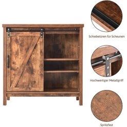 Foroo Buffet, Armoire De Cuisine, Armoire De Rangement, Armoire Lat¨¦rale, Avec Portes Coulissantes, ¨¦tag¨¨re R¨¦glable, ¨¦tag¨¨res Ouvertes, Salon, Salle ¨¤ Manger, Couloir, Design Industriel, Marron Vintage -Buffet et enfilade Soldes 49990072 4