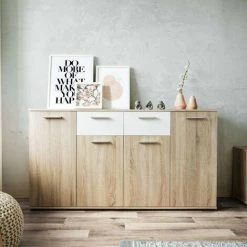 ARGONAUTA Buffet Moderne Avec 4 Portes En Chêne Sonoma Cm 160 X 35 X 85 H -Buffet et enfilade Soldes 50027374 3