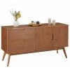 IDIMEX Buffet TIVOLI Design Vintage Scandinave Nordique Commode Bahut Vaisselier 2 Tiroirs 2 Portes, Pin Massif Finition Brun Foncé - Couleur Châtaigne