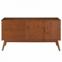 IDIMEX Buffet TIVOLI Design Vintage Scandinave Nordique Commode Bahut Vaisselier 2 Tiroirs 2 Portes, Pin Massif Finition Brun Foncé - Couleur Châtaigne -Buffet et enfilade Soldes 50042603 3