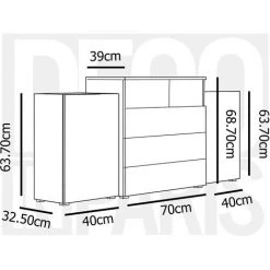 DECO IN PARIS Buffet Commodes 2 Portes 3 Tiroirs Blanc Laqué Avec LED - MARCEL - Blanc -Buffet et enfilade Soldes 50042876 4