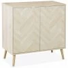 ALICE'S HOME Buffet De Rangement - Impériale - Décor Bois Chevrons, 2 Portes, Pieds Compas, 80 X 39,5 X 80cm - Bois