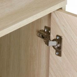 ALICE'S HOME Buffet De Rangement - Impériale - Décor Bois Chevrons, 2 Portes, Pieds Compas, 80 X 39,5 X 80cm - Bois -Buffet et enfilade Soldes 50094866 5