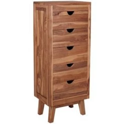 VidaXL Buffet Avec 5 Tiroirs 40x30x100 Cm Bois De Teck Massif - Brun