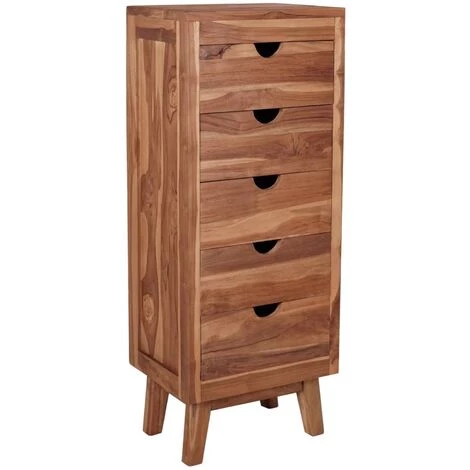 VidaXL Buffet Avec 5 Tiroirs 40x30x100 Cm Bois De Teck Massif - Brun 1 VidaXL Buffet Avec 5 Tiroirs 40x30x100 Cm Bois De Teck Massif - Brun