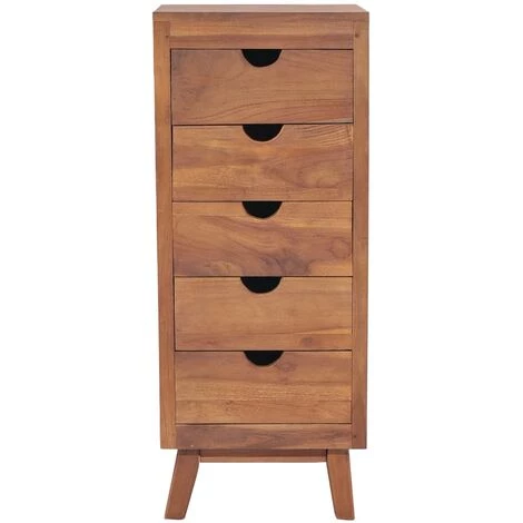 VidaXL Buffet Avec 5 Tiroirs 40x30x100 Cm Bois De Teck Massif - Brun 2 VidaXL Buffet Avec 5 Tiroirs 40x30x100 Cm Bois De Teck Massif - Brun – Image 2