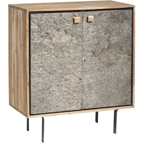 MADE IN MEUBLES Petit Buffet En Bois D'acacia Et Pierre Côme - Marron 1 MADE IN MEUBLES Petit Buffet En Bois D'acacia Et Pierre Côme - Marron