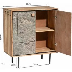 MADE IN MEUBLES Petit Buffet En Bois D'acacia Et Pierre Côme - Marron 6 MADE IN MEUBLES Petit Buffet En Bois D'acacia Et Pierre Côme - Marron -Buffet et enfilade Soldes 50251465 3