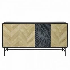 AUTRES Buffet 4 Portes - Bois Et Métal Noir - L 160 X P 40 X H 93 - BROOKLYN