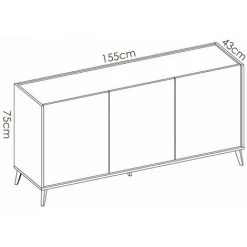 Buffet Meuble De Rangement 3 Portes Coloris Graphite/naturel - Longueur 155 X Hauteur 75 X Profondeur 43 Cm -PEGANE- 9 Buffet Meuble De Rangement 3 Portes Coloris Graphite/naturel - Longueur 155 X Hauteur 75 X Profondeur 43 Cm -PEGANE- -Buffet et enfilade Soldes 50697849 5