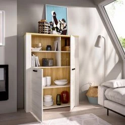 Buffet Meuble De Rangement 2portes Coloris Fines / Milano - Longueur 139 X Hauteur 104 X Profondeur 33 Cm -PEGANE- -Buffet et enfilade Soldes 50697851 4