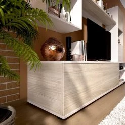 Ensemble Séjour De 4 éléments Coloris Blanc Brillant /Chêne Gris -PEGANE- -Buffet et enfilade Soldes 50697871 5