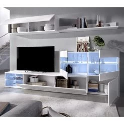 Ensemble Séjour De 4 éléments Coloris Blanc Brillant + Eclairage LED -PEGANE- 8 Ensemble Séjour De 4 éléments Coloris Blanc Brillant + Eclairage LED -PEGANE- -Buffet et enfilade Soldes 50697872 4