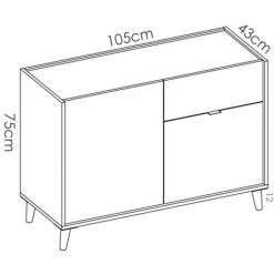 Buffet Bas 2 Portes Et 1 Tiroir Coloris Naturel Et émeraude - Longueur 105 X Hauteur 75 X Profondeur 43 Cm -PEGANE- -Buffet et enfilade Soldes 50697879 5