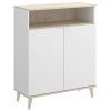 Buffet Meuble De Cuisine Coloris Blanc/naturel - Longueur 79 X Profondeur 40 X Hauteur 102 Cm -PEGANE-