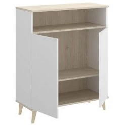 Buffet Meuble De Cuisine Coloris Blanc/naturel - Longueur 79 X Profondeur 40 X Hauteur 102 Cm -PEGANE- -Buffet et enfilade Soldes 50697888 3