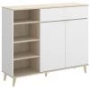 Buffet Meuble De Cuisine Coloris Blanc/naturel - Longueur 119 X Profondeur 40 X Hauteur 102 Cm -PEGANE-