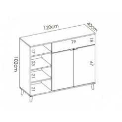 Buffet Meuble De Cuisine Coloris Blanc/naturel - Longueur 119 X Profondeur 40 X Hauteur 102 Cm -PEGANE- 9 Buffet Meuble De Cuisine Coloris Blanc/naturel - Longueur 119 X Profondeur 40 X Hauteur 102 Cm -PEGANE- -Buffet et enfilade Soldes 50697889 5