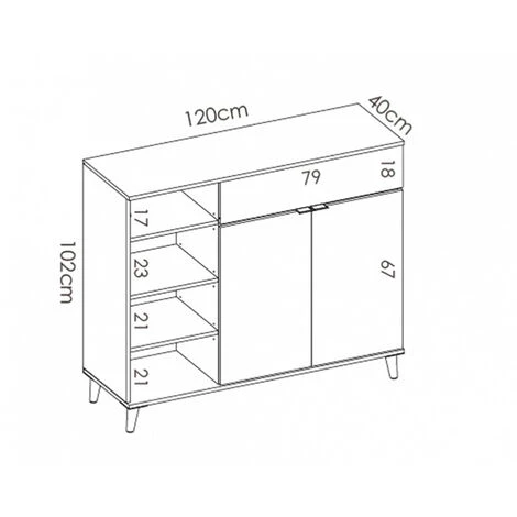 Buffet Meuble De Cuisine Coloris Blanc/naturel - Longueur 119 X Profondeur 40 X Hauteur 102 Cm -PEGANE- 5 Buffet Meuble De Cuisine Coloris Blanc/naturel - Longueur 119 X Profondeur 40 X Hauteur 102 Cm -PEGANE- – Image 5