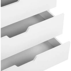 ORGANNICE Buffet, Commode à 5 Tiroirs, Armoire à Tiroirs Pour Chambre / Salon / Salle à Manger, Commode En Blanc + Chêne En Bois 70 * 40 * 83cm - Blanc -Buffet et enfilade Soldes 50702703 5