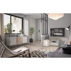 SYMBIOSIS - Buffet ZIP Blanc Et Chêne Naturel - Bianco E Quercia Naturale -Buffet et enfilade Soldes 50881583 4