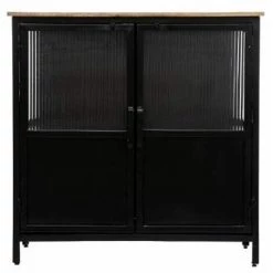 ATMOSPHERA, CRŽATEUR D'INTŽRIEUR Buffet 2 Portes Design "Tibo" 90cm Noir & Naturel -Buffet et enfilade Soldes 50907542 2