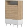 TEMAHOME - Buffet Haut HORIZON Blanc Et Chêne Naturel - Bianco E Quercia Naturale