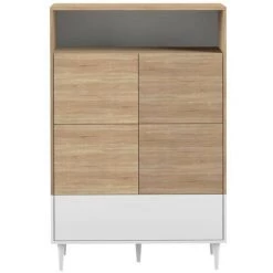 TEMAHOME - Buffet Haut HORIZON Blanc Et Chêne Naturel - Bianco E Quercia Naturale -Buffet et enfilade Soldes 50908082 3