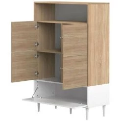 TEMAHOME - Buffet Haut HORIZON Blanc Et Chêne Naturel - Bianco E Quercia Naturale -Buffet et enfilade Soldes 50908082 4