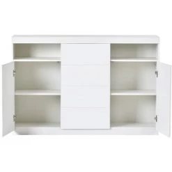 ORGANNICE Commode LED Moderne, Buffet, Meuble De Cuisine, Buffet Haut, Meuble Polyvalent, Meuble De Rangement Avec Beaucoup D'espace De Rangement Pour Votre Salon, Salle à Manger, Blanc 139*36.5*92cm - Blanc -Buffet et enfilade Soldes 50933604 4