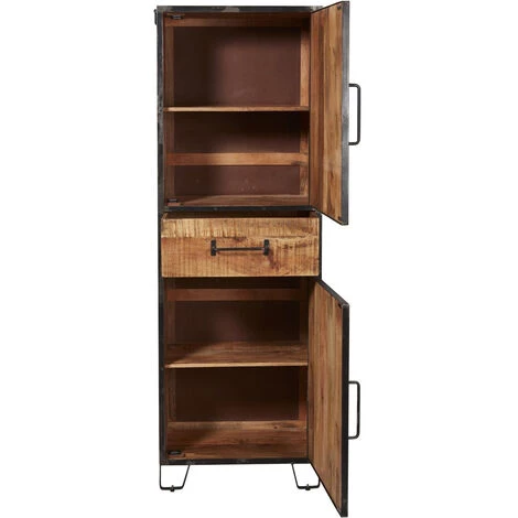 LES TENDANCES Bahut Haut 2 Portes Bois Manguier Marron Et Pieds Métal Noir Engal 64 Cm 2 LES TENDANCES Bahut Haut 2 Portes Bois Manguier Marron Et Pieds Métal Noir Engal 64 Cm – Image 2