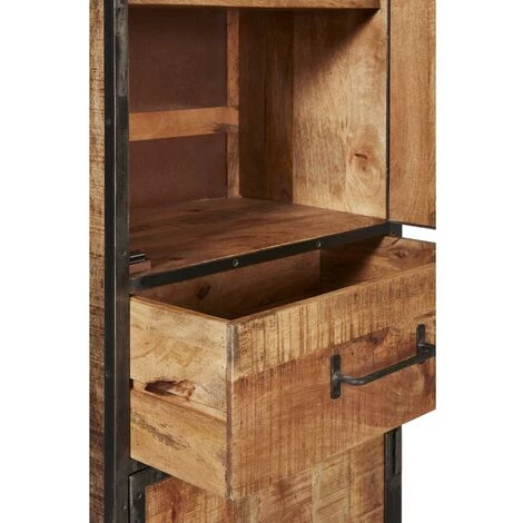 LES TENDANCES Bahut Haut 2 Portes Bois Manguier Marron Et Pieds Métal Noir Engal 64 Cm 3 LES TENDANCES Bahut Haut 2 Portes Bois Manguier Marron Et Pieds Métal Noir Engal 64 Cm – Image 3