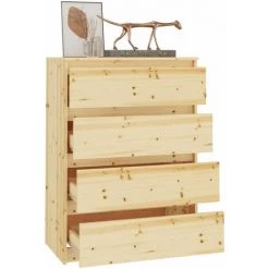 VidaXL Armoire D'appoint 60x36x84 Cm Bois De Pin Massif - Brun -Buffet et enfilade Soldes 51032333 4