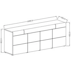 PRICE FACTORY Buffet 200cm Collection OHIO. Coloris Gris Anthracite Et Chêne. - Gris -Buffet et enfilade Soldes 51060329 3