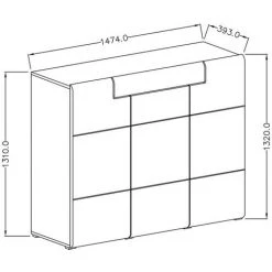 PRICE FACTORY Buffet Grand Modèle Collection OHIO. Coloris Gris Anthracite Et Chêne. Style Design - Gris -Buffet et enfilade Soldes 51060604 3