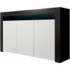 DESIGN AMEUBLEMENT Buffet Bahut 3 Portes LED | 155 X 91,5 X 37cm | Couleur Noir Et Blanc Finition Mat | Meuble De Rangement | Modèle RIALTA - Noir/Blanc