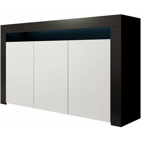 DESIGN AMEUBLEMENT Buffet Bahut 3 Portes LED | 155 X 91,5 X 37cm | Couleur Noir Et Blanc Finition Mat | Meuble De Rangement | Modèle RIALTA - Noir/Blanc 1 DESIGN AMEUBLEMENT Buffet Bahut 3 Portes LED | 155 X 91,5 X 37cm | Couleur Noir Et Blanc Finition Mat | Meuble De Rangement | Modèle RIALTA - Noir/Blanc