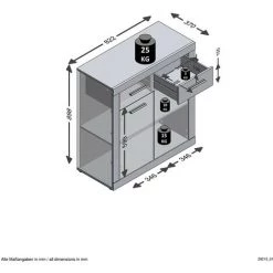 Buffet Avec 2 Portes Et 2 Tiroirs L82 Cm - Turbo - Calicosy - Gris Béton - Gris Béton -Buffet et enfilade Soldes 51220658 5