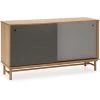 VS VENTA-STOCK Buffet Magnus 2 Portes Coulissantes Couleur Gris, Bois Massif, 140 Cm Largeur - BOIS