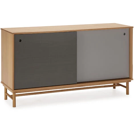 VS VENTA-STOCK Buffet Magnus 2 Portes Coulissantes Couleur Gris, Bois Massif, 140 Cm Largeur - BOIS 1 VS VENTA-STOCK Buffet Magnus 2 Portes Coulissantes Couleur Gris, Bois Massif, 140 Cm Largeur - BOIS