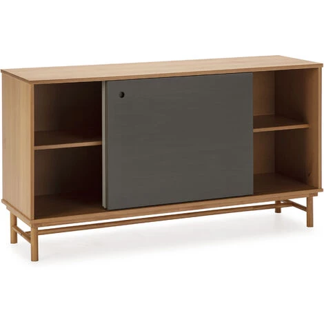 VS VENTA-STOCK Buffet Magnus 2 Portes Coulissantes Couleur Gris, Bois Massif, 140 Cm Largeur - BOIS 2 VS VENTA-STOCK Buffet Magnus 2 Portes Coulissantes Couleur Gris, Bois Massif, 140 Cm Largeur - BOIS – Image 2