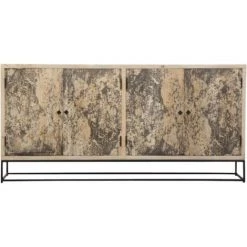 MADE IN MEUBLES Buffet Enfilade En Bois De Manguier Boston - Noir