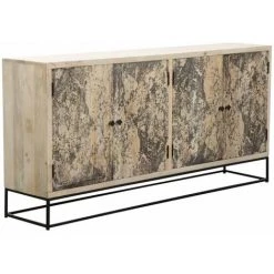 MADE IN MEUBLES Buffet Enfilade En Bois De Manguier Boston - Noir -Buffet et enfilade Soldes 51244692 3